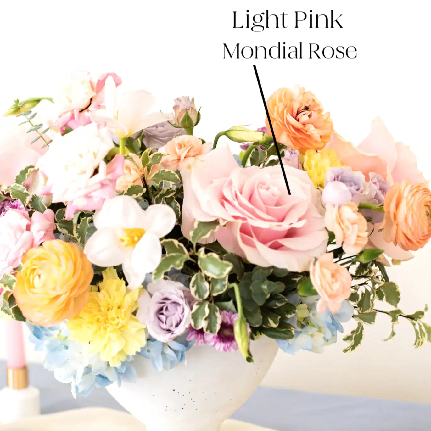 Light Pink Mondial Rose, centerpiece arrangement