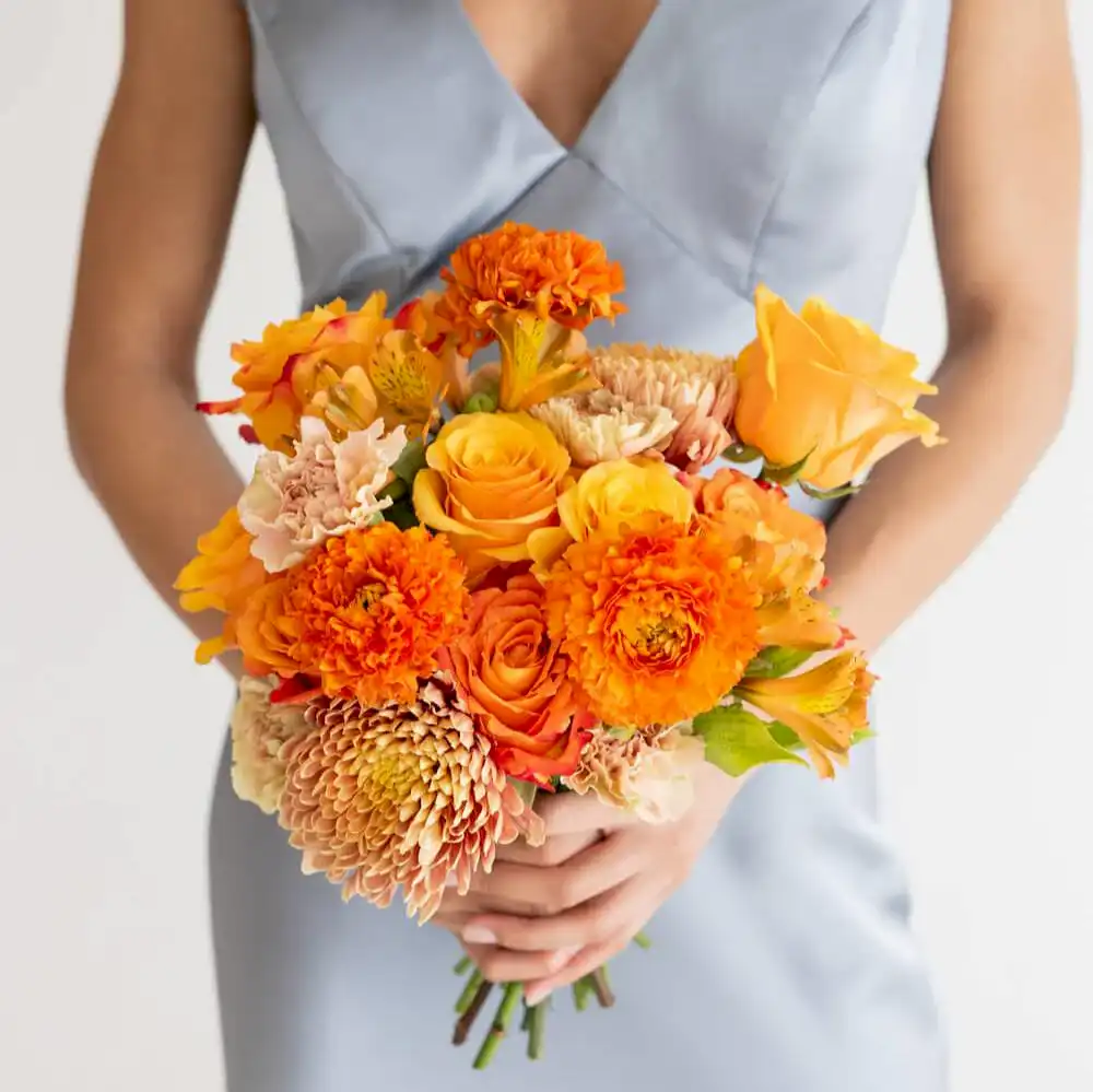 Orange Nectar Premade Bridesmaid Bouquet