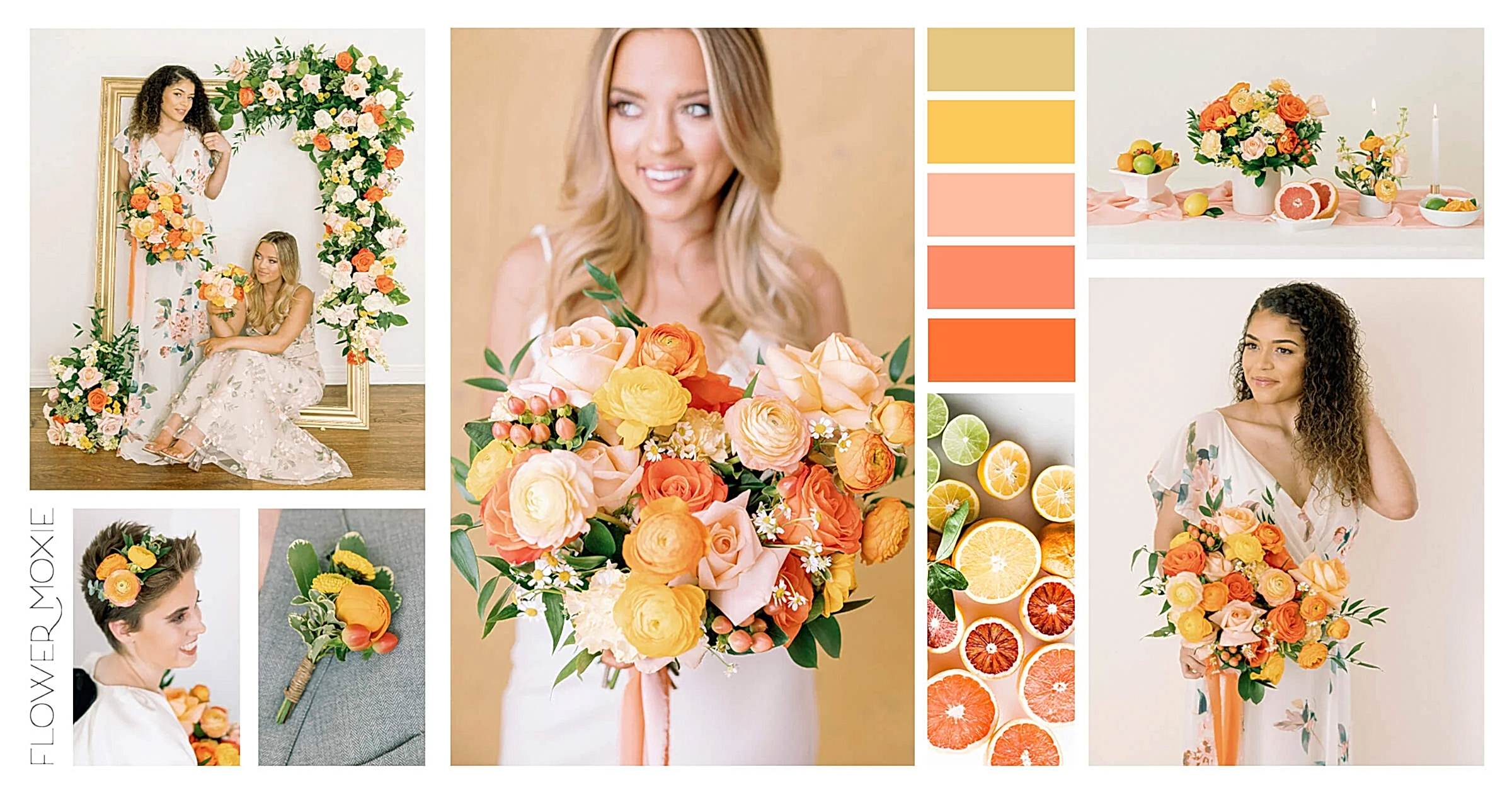 orange and peach wedding flower packages