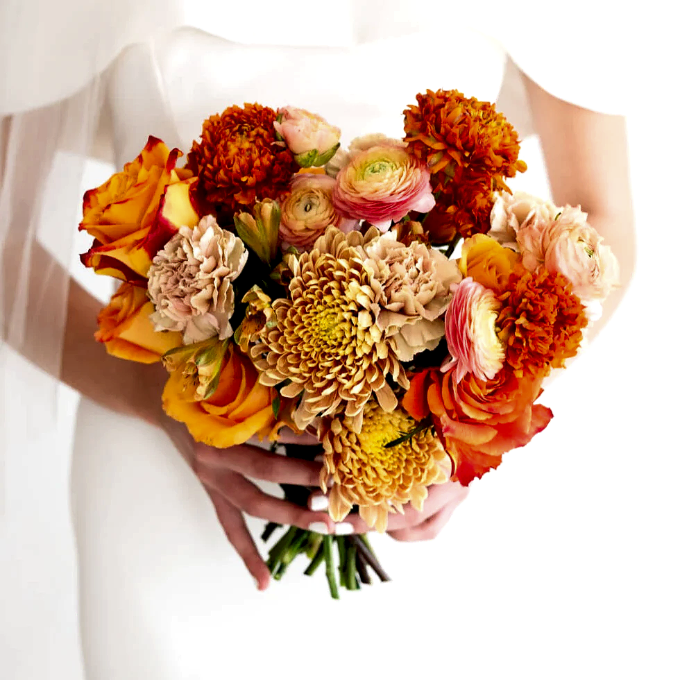 orange premade bridal bouquet