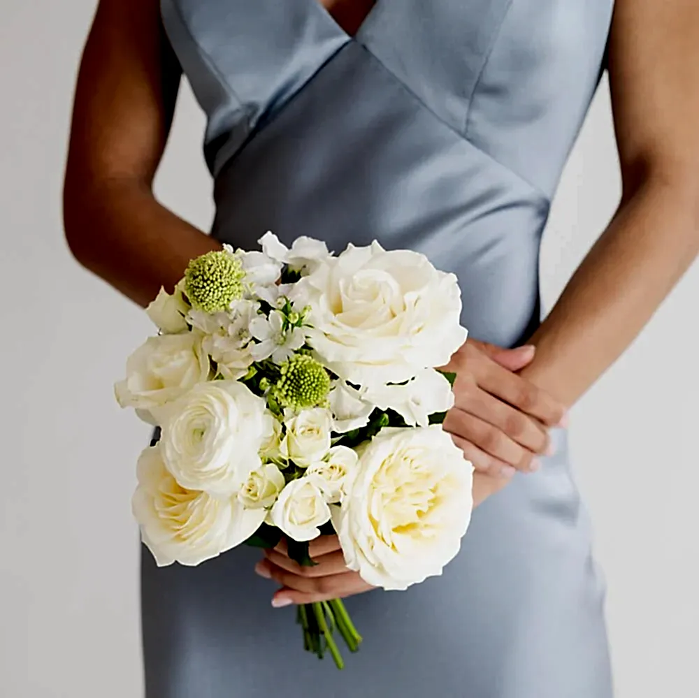 White Linen Premade Bridesmaid Bouquet