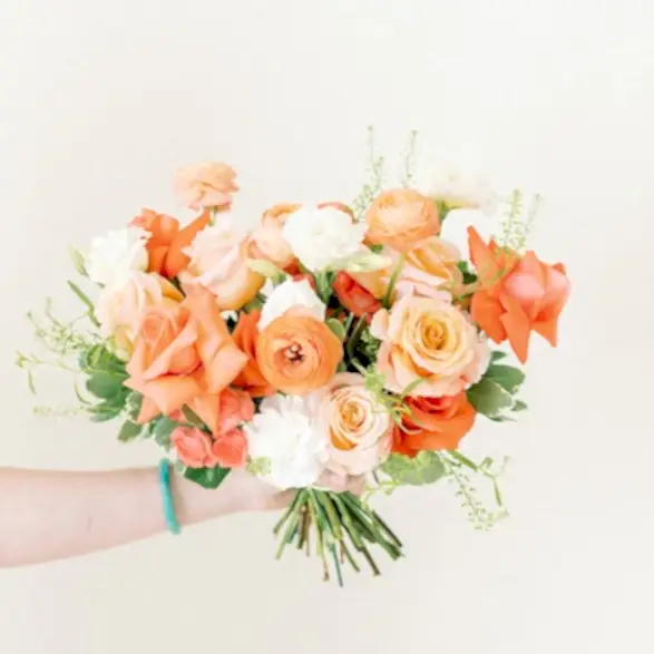 Coral and Peach Bridal Bouquet of Fresh Bulk Wholesale Wedding Flowers DIY